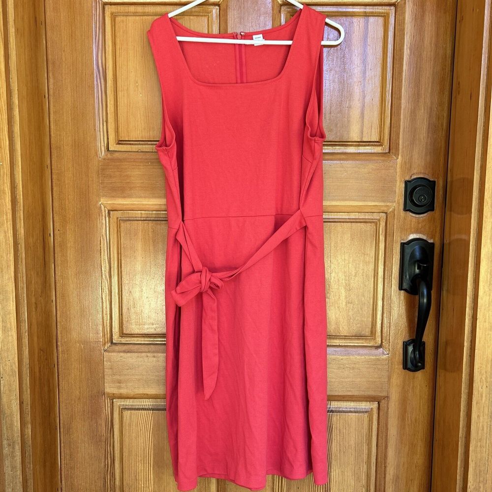 Old Navy Womens Plus Sz XXL 2X Red Sleeveless Knee Dress Ponte Knit Casual Work